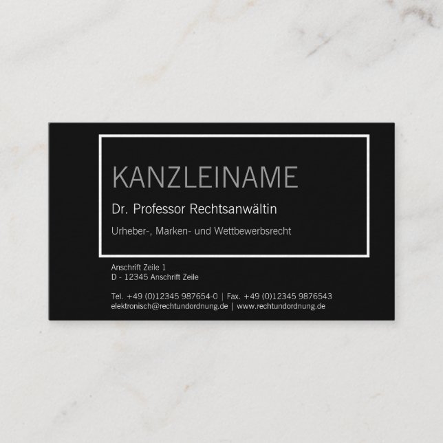 black and white business card (Front)