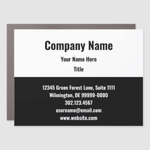 Black and White Business Card Template Car Magnet