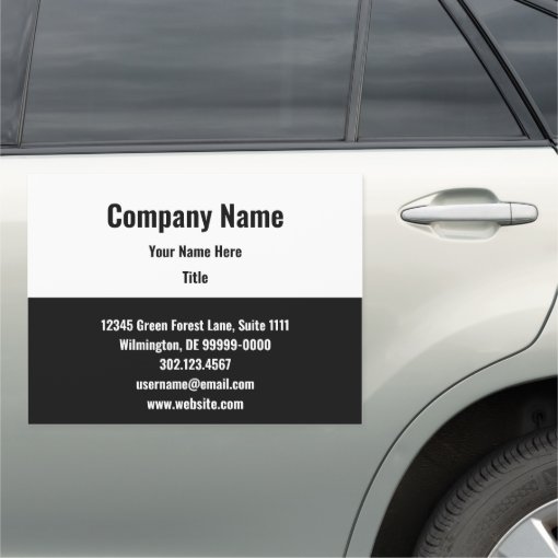 Black and White Business Card Template Car Magnet | Zazzle