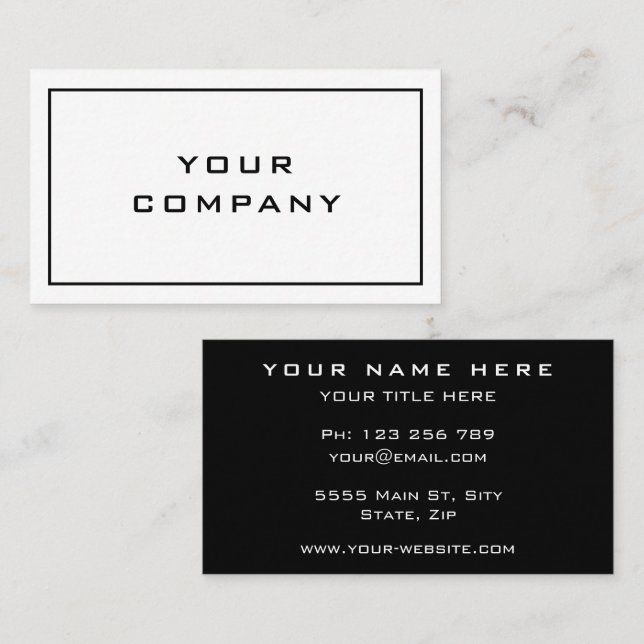 Black and White Business Card Your Colors and Font (Front/Back)