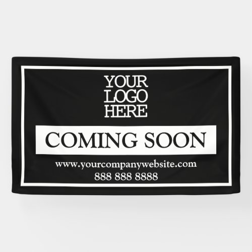 Black and White Business Logo Coming Soon Banner