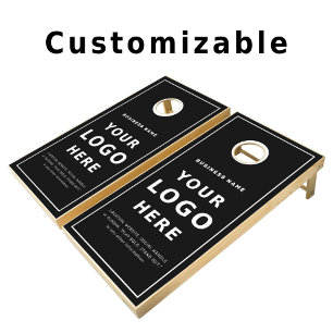  Black and White Business Logo Company Cornhole Set