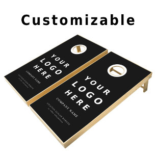  Black and White Business Logo Company Employee Cornhole Set