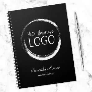 Black and White Business Logo Meeting Notebook