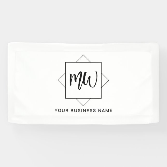 Black and White Business Logo Monogram Promotional Banner (Horizontal)