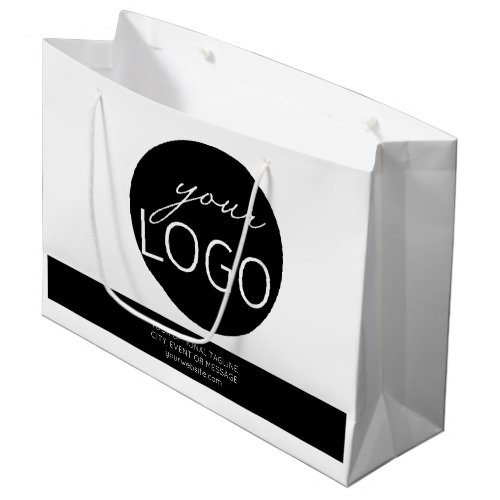 Black and White Business Logo Promo Custom Retail Large Gift Bag