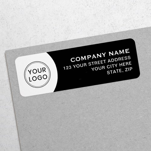 Black and white business logo return address label