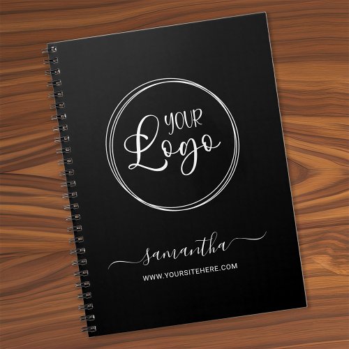 Black and White Business Logo Signature Name Notebook