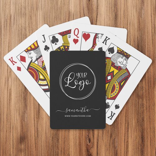 Black and White Business Logo Signature Name Playing Cards