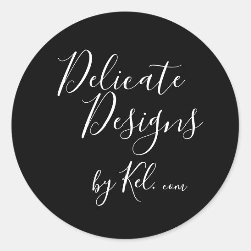 Black and White Business Name Classic Round Sticker