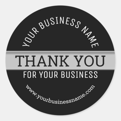 Black And White Business Thank You Classic Round Sticker