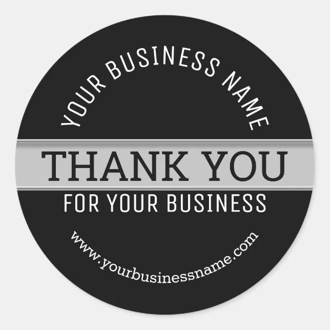 Black And White Business Thank You Classic Round Sticker | Zazzle