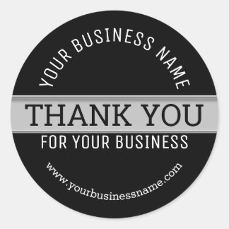 Black And White Business Thank You Classic Round Sticker