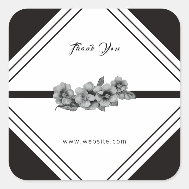Black and white Business Thank you Sticker (Front)