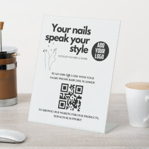 Black and White Business Website QR Code Scan Me Pedestal Sign