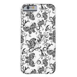 Black And White Butterflies  And Swirls Pattern Barely There iPhone 6 Case