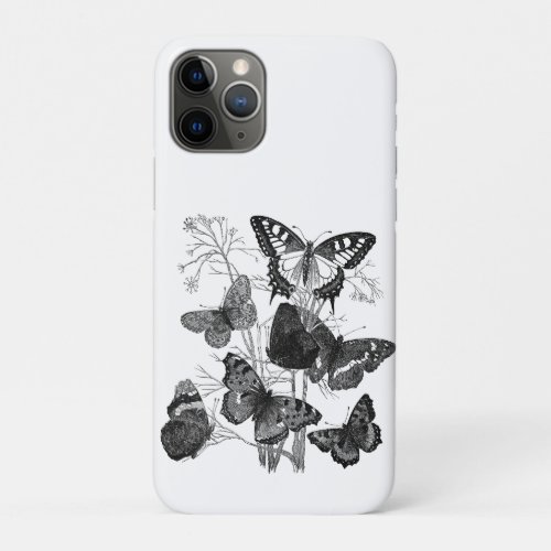 Black and White Butterflies iPhone 11 Pro Case