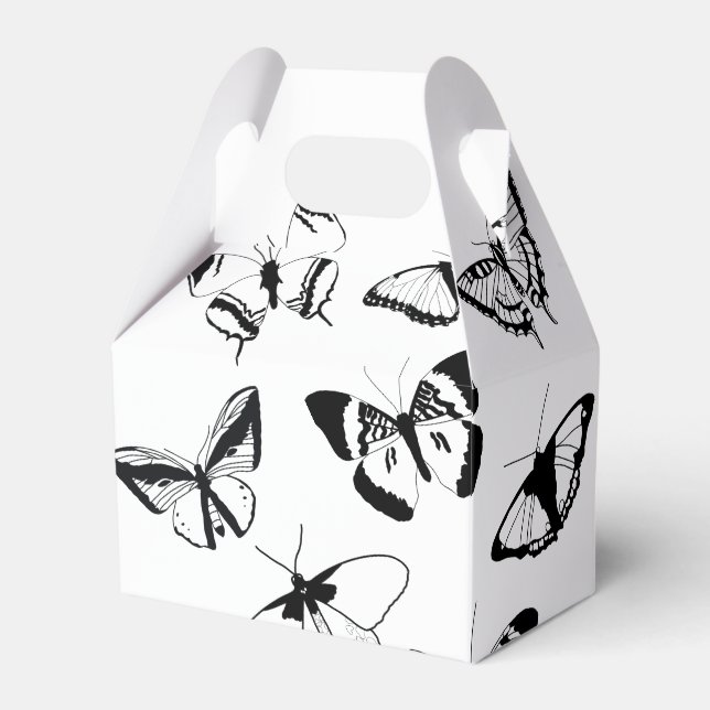 Black and White Butterflies Favor Boxes (Front Side)