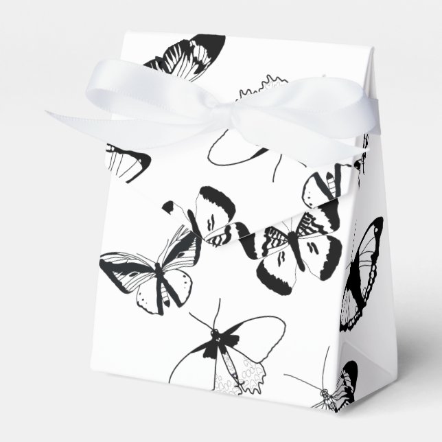 Black and White Butterflies Favor Boxes (Front Side)