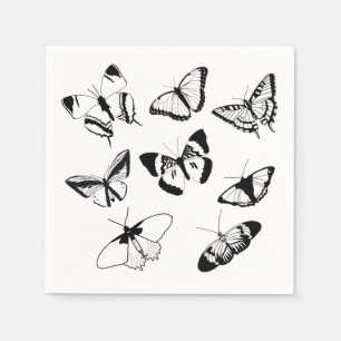 Black and White Butterflies Napkins