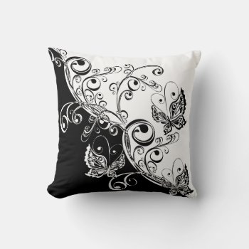 Black And White Butterflies Throw Pillow by FantasyPillows at Zazzle