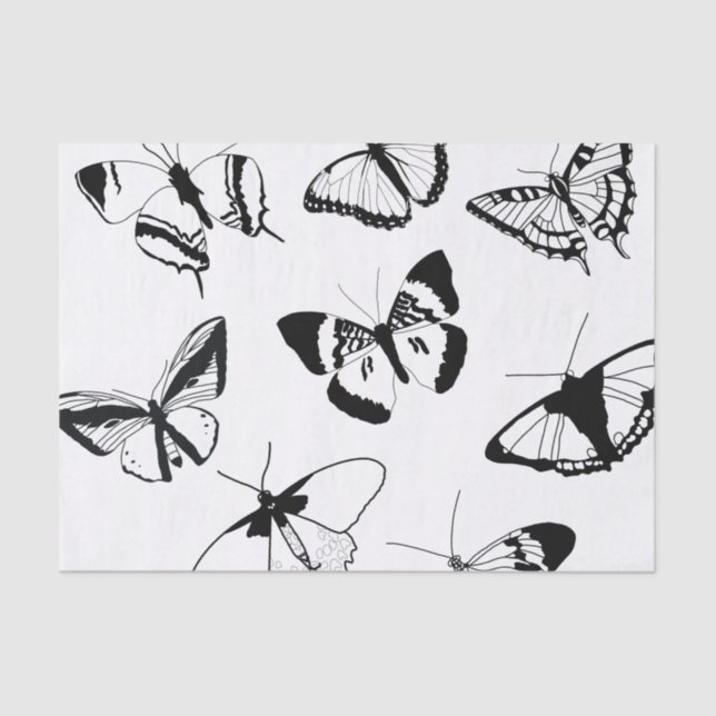 Black and White Butterflies Tissue Paper (Front)