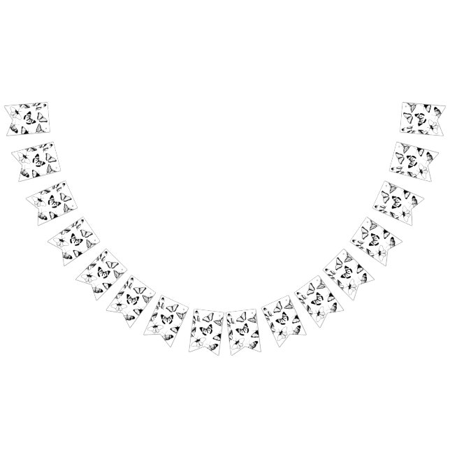 Black and White Butterflies Wedding bunting banner (All)