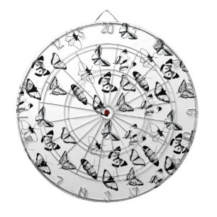 Black and White Butterflies Wedding Dart Board