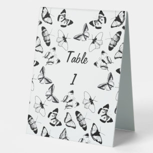 Black and White Butterflies wedding Table Card Tent