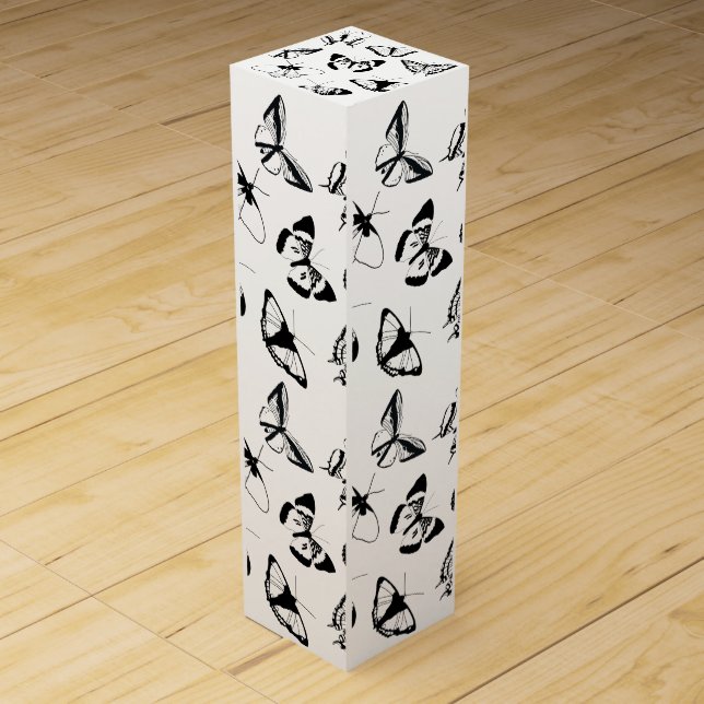 Black and White Butterflies Wine Box (Front)