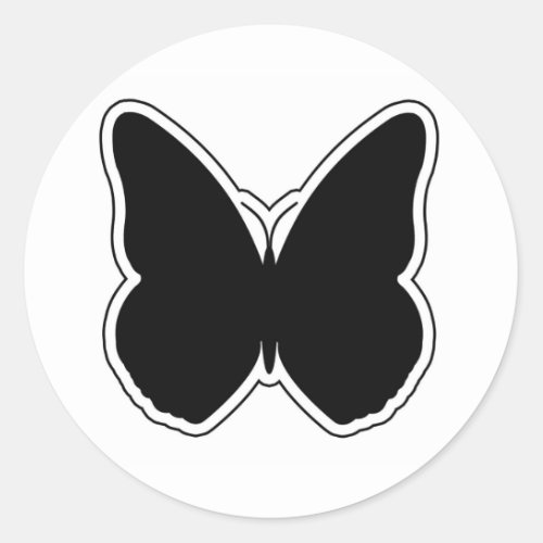 Black and White Butterfly Classic Round Sticker