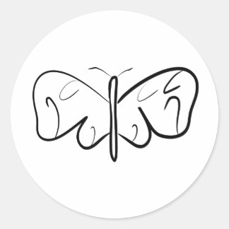 black and white butterfly classic round sticker