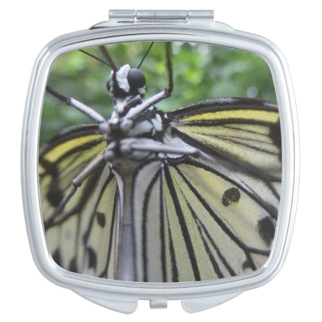 Black and White Butterfly Close Up Compact Mirror (Front)