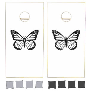 Black and White Butterfly Cornhole Set