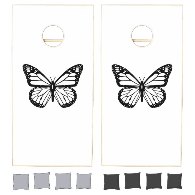 Black and White Butterfly Cornhole Set (Set)