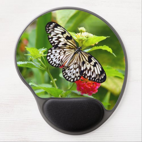 Black and white butterfly gel mousepad