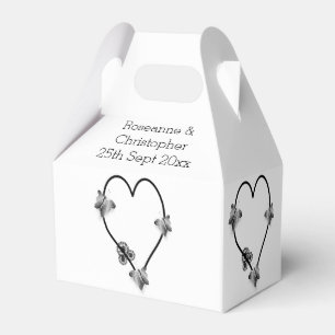 Black And White Butterfly Heart Design Wedding Favor Boxes