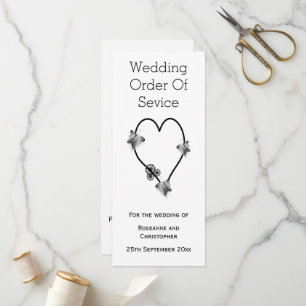 Black And White Butterfly Heart Wedding Program