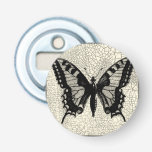 Black and White Butterfly on Cracked Background Bottle Opener