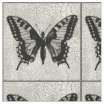 Black and White Butterfly on Cracked Background Fabric