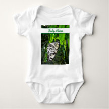 Black and White Butterfly on Green Custom Name