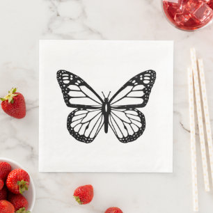 Black and White Butterfly Paper Dinner Napkins