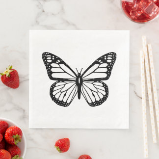 Black and White Butterfly Paper Dinner Napkins