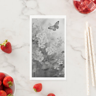 Black and White Butterfly Paper Guest Towels