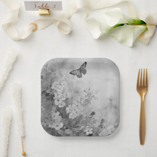 Black and White Butterfly Paper Plates