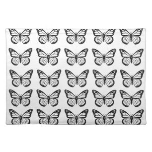 Black and White Butterfly Pattern Cloth Placemat
