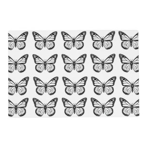 Black and White Butterfly Pattern Placemat