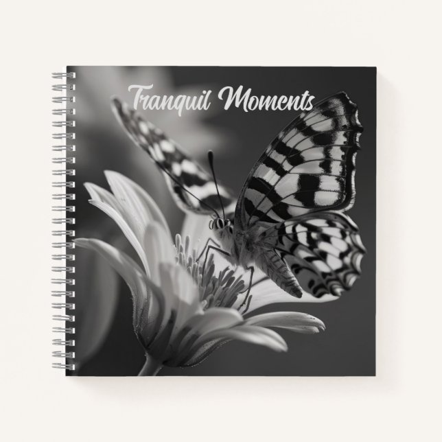 Black and White Butterfly Personalized Notebook (Front)