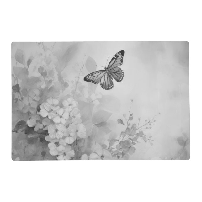 Black and White Butterfly Placemat (Back)