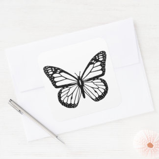 Black and White Butterfly Square Sticker